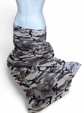 Eve Camouflage Maxi Skirt in Gray and Black